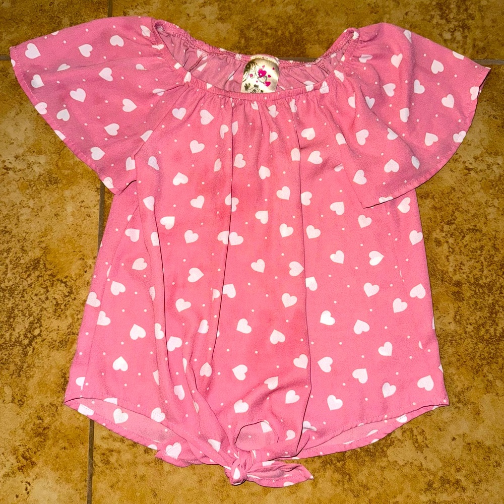 Girl’s Jenna & Jessie heart pattern blouse